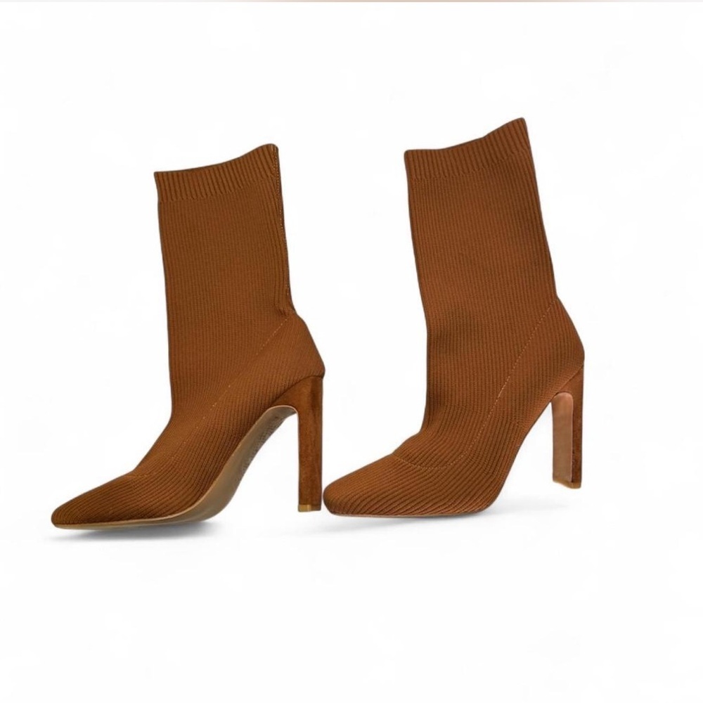 Chic Tan Heeled Boots for Women - Picture 2 of 7
